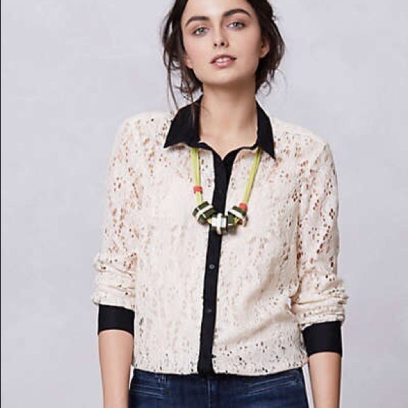 Anthropologie Tops - Anthro Vanessa Virginia Gemma Lace Buttondown